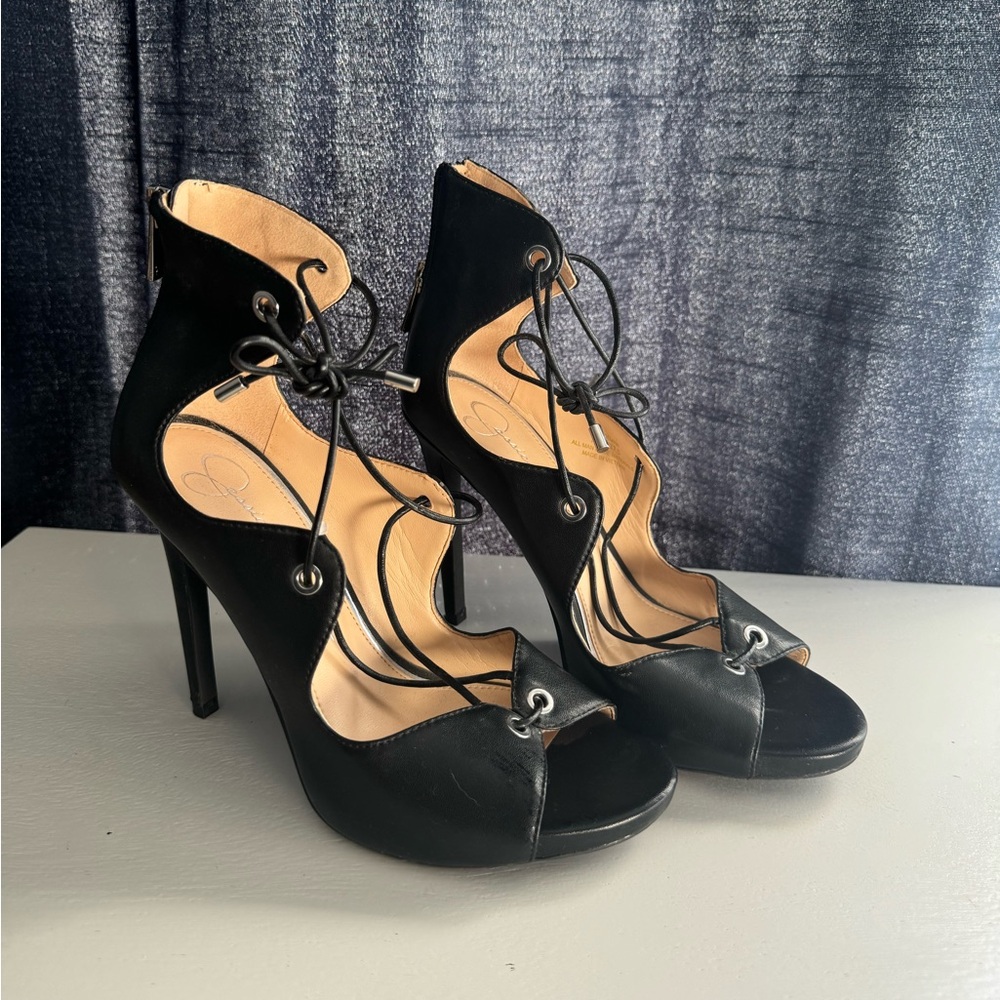 Jessica Simpson Rollana Pump Lace-Up Sandal Back Zipper Women's Size 7.5